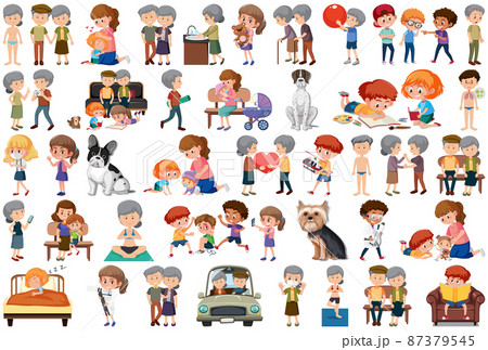 Set of different activities people in cartoon style Set of different activities people in cartoon style 87379545