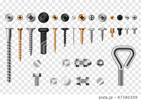 Screws Tools Realistic Transparent Set Screws Tools Realistic Transparent Set 87380309