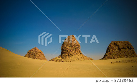 Nuri pyramids in desert in Napata Karima region , Sudan 87380462