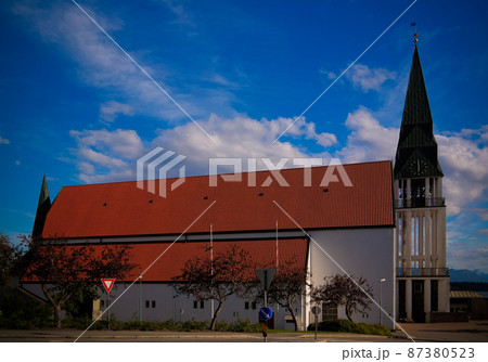 Exterior view to facade of Molde Domkirke, Norway 87380523