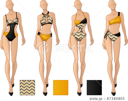 Fashion design figures wearing swimsuit collection 87380805