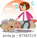犬の散歩　帰りたくない犬と困る飼い主 87382519