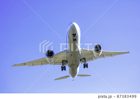 着陸する飛行機  ボーイング787 87383499