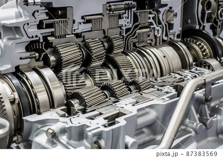 Transmission Cross Section, Automotive Transmission with Sprocket and Bearing Mechanism 87383569