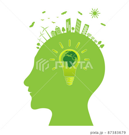 Silhouette of a human head with lightbulb inside. Silhouette of a human head with lightbulb inside. 87383679