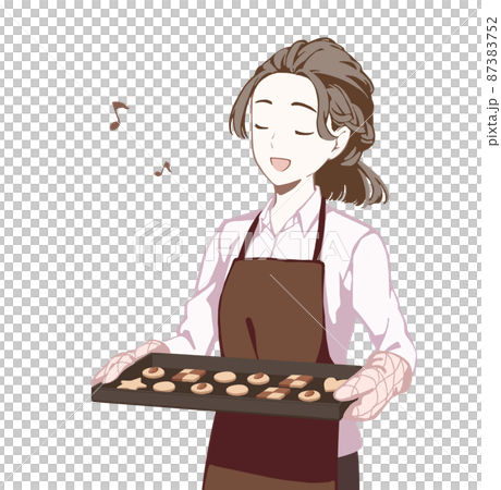 お菓子を作る女性(笑顔/歌う/音符) 87383752