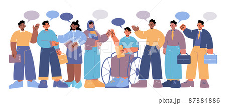 Diverse business people multiracial team speak 87384886