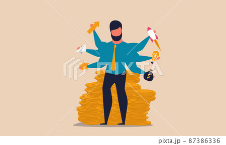 Productivity business and time work direction. Brainstorming plan and performance finance task vector illustration concept. Money improvement and management career. Evolution investment and idea Productivity business and time work direction. Brainstorming plan and performance finance task vector illustration concept. Money improvement and management career. Evolution investment and idea 87386336