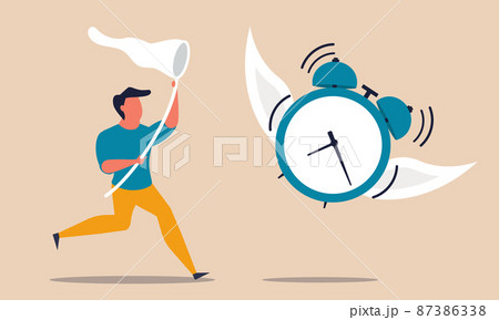 Waste time achievement and catch precious alarm clock. Management control and schedule work vector illustration concept. Organization task and business deadline chasing. Efficiency progress career Waste time achievement and catch precious alarm clock. Management control and schedule work vector illustration concept. Organization task and business deadline chasing. Efficiency progress career 87386338