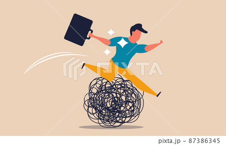 Business jump difficulty and crisis problem. Man overcome trouble and barriers breakthrough vector illustration concept. Obstacles defeat career and finance competition winning. Power people leader Business jump difficulty and crisis problem. Man overcome trouble and barriers breakthrough vector illustration concept. Obstacles defeat career and finance competition winning. Power people leader 87386345