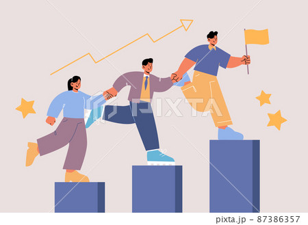 Leadership concept with people climb up on graph 87386357