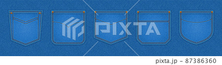 Denim patch pockets, design elements for jeans set Denim patch pockets, design elements for jeans set 87386360