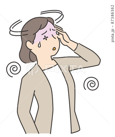 めまいをおこす女性 めまいをおこす女性 87386362