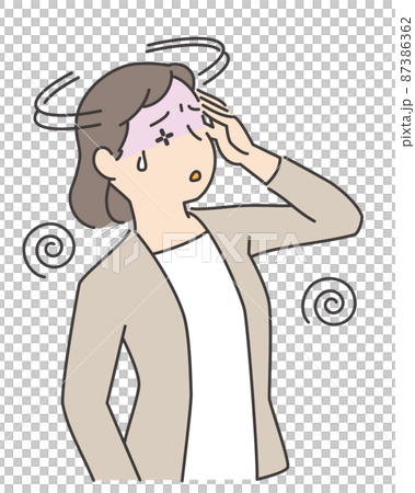 めまいをおこす女性 めまいをおこす女性 87386362