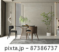 3d rendering of dining interior design with mock up wall 87386737