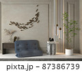 3d rendering of interior with wall molding mock up and armchair 87386739