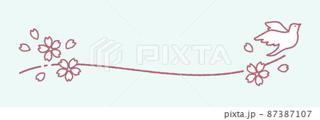 シンプルで可愛い小鳥のフレーム素材（ペン画風） 87387107