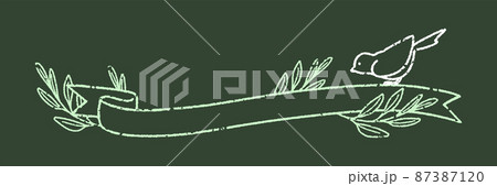 シンプルで可愛い小鳥のフレーム素材（チョーク風） 87387120