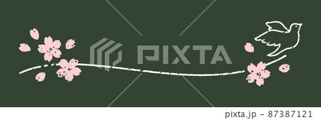 シンプルで可愛い小鳥のフレーム素材（チョーク風） 87387121