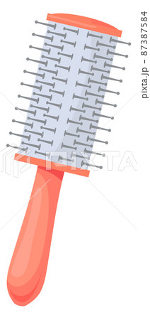 Round hairbrush icon. Cartoon hair volume tool Round hairbrush icon. Cartoon hair volume tool 87387584