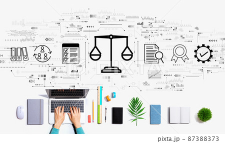 Legal advice service concept with person using a laptop Legal advice service concept with person using a laptop 87388373