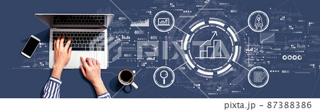 Business growth analysis with person using laptop Business growth analysis with person using laptop 87388386