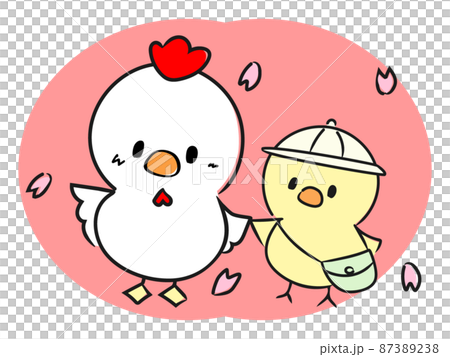 In April, when the cherry blossoms dance, the parents and children of cute chicks are excited to enter the kindergarten and school. 87389238