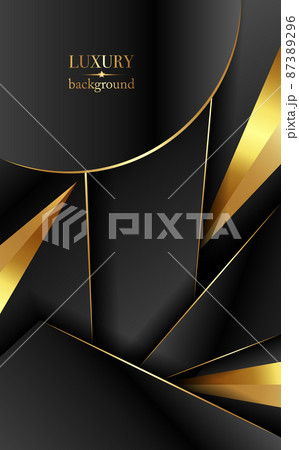 Luxury Gold and black Background with golden metal texture in 3d abstract style. Illustration from vector about modern template design for strong feeling and technology and futurism 87389296