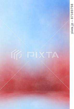 Blue and red studio wall and floor background with cloudy texture empty photo studio portrait backdrop decoration 87389798