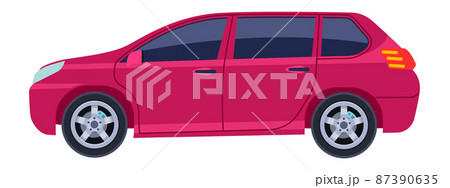 Urban car icon. Red hatchback side view Urban car icon. Red hatchback side view 87390635