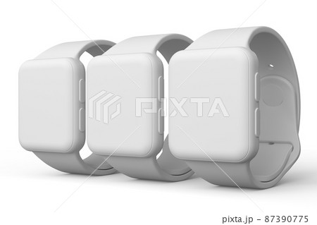 Set of monochrome smart watches or fitness tracker isolated on white background 87390775