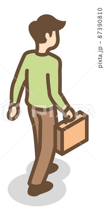 Man walking with briefcase. Isometric character going to business meeting 87390810