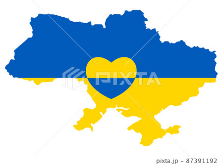 Ukraine map with heart icon. Abstract patriotic ukrainian flag with love symbol. Blue and yellow conceptual idea - with Ukraine in his heart. Support for the country during the occupation. Stop war. Ukraine map with heart icon. Abstract patriotic ukrainian flag with love symbol. Blue and yellow conceptual idea - with Ukraine in his heart. Support for the country during the occupation. Stop war. 87391192
