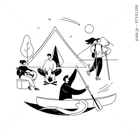 Summer camp abstract concept vector illustration. 87391286