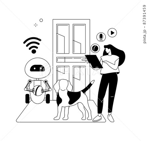 Robotic pet sitters abstract concept vector illustration. 87391459
