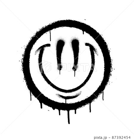 Graffiti emoticon. Smiling face painted with smudges of spray paint. Vector illustration 87392454