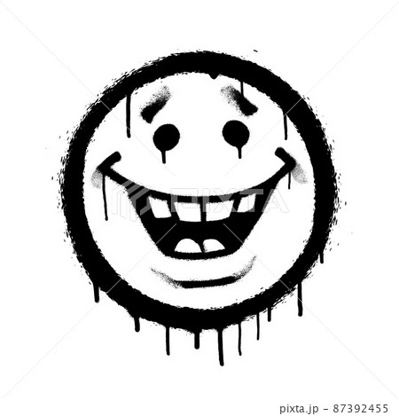Graffiti emoticon. Smiling face painted with smudges of spray paint. Vector illustration 87392455