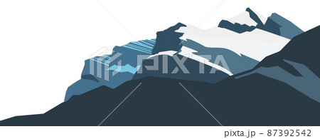 Mountains range with rock cliffs and snowy stone plateau Mountains range with rock cliffs and snowy stone plateau 87392542