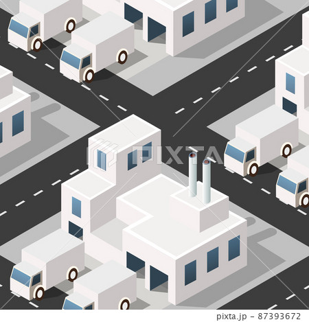 Isometric 3D city module industrial urban factory 3d architecture 87393672