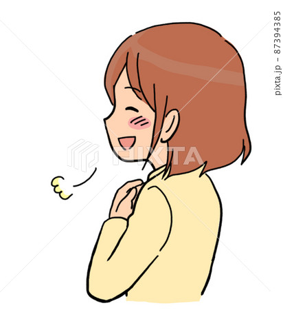 左側を向いてホッとする女性のイラスト 87394385