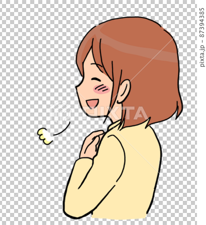 一個女人向左看並鬆了一口氣的插圖 一個女人向左看並鬆了一口氣的插圖 87394385