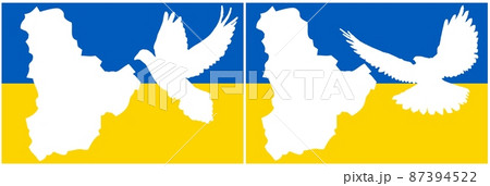 Outline map of the city of Kiev, Ukraine against a background of national colors. 87394522