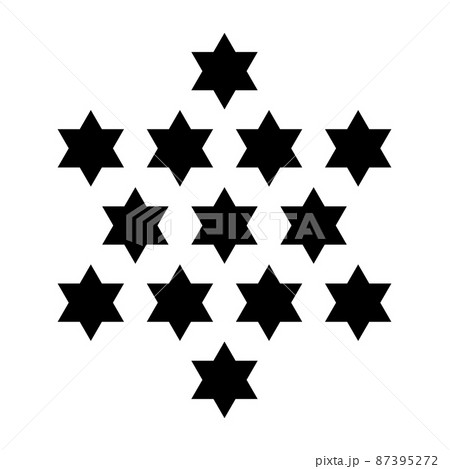 Thirteen stars. 13 hexagrams forming a centered, six-pointed star, such as the Star of David. Symbol, used in the Great Seal of the USA, and also a star number or centered figurate number in geometry. Thirteen stars. 13 hexagrams forming a centered, six-pointed star, such as the Star of David. Symbol, used in the Great Seal of the USA, and also a star number or centered figurate number in geometry. 87395272