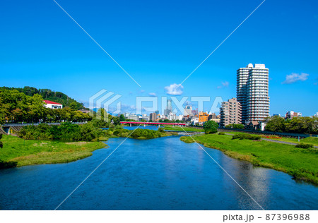杜の都仙台　初秋　広瀬川　広瀬橋上流の眺望 87396988