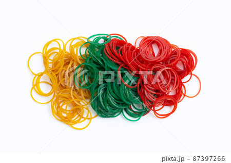 Rubber band  on white background. 87397266