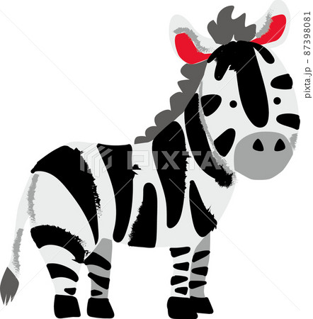 立っているかわいいシマウマのイラストのイラスト素材