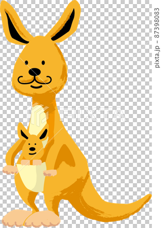 Illustration of a cute kangaroo parent and child standing 87398083