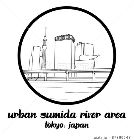 Circle Icon line Urban Sumida River Area. vector illustration Circle Icon line Urban Sumida River Area. vector illustration 87399548