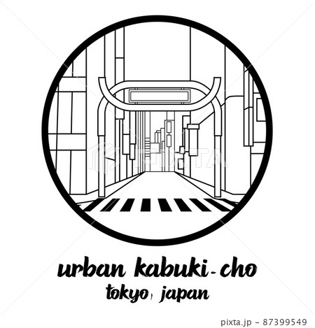 Circle Icon line Urban Kabuki-Cho. vector illustration 87399549