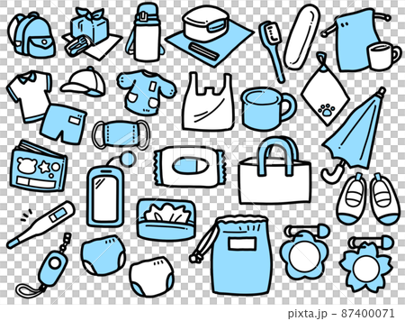 幼稚園の持ち物まとめ 男の子用のイラスト素材